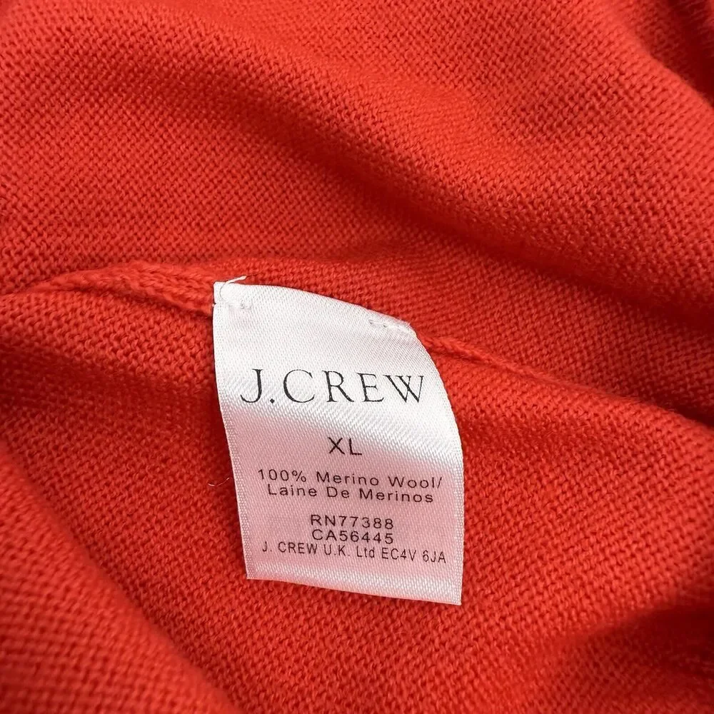 J.Crew Merino Wool‎ Sweater Men XL Red Crew Neck Pullover Knit Holiday Christmas